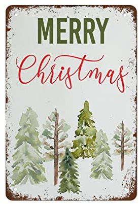 Retro-Blechschild Merry Christmas, Tannenbaum, Party-Dekorationen, 14 x 20 cm, Zuhause, Bar, Pub, Laden, Dekoration, Esszimmer, Küche, Kaffee, Vintage-Schild, Geschenk