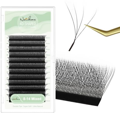 Natuhana Eyelash Extensions W Shaped Clover Easy Fan Premade Volume Lash Extensions 3D 4D 5D 6D 7D 8D 0.07mm C/D/L/LU Curl 8-15mm Mixed Automatic Blooming Lashes