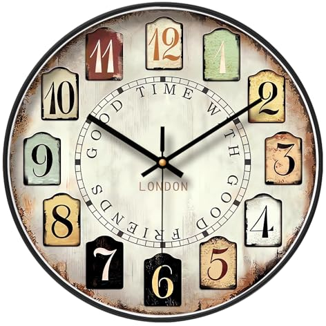 NUOVO Vintage Dekorative Wanduhr Mit Großen Arabischen Ziffern, Klassisch für Wohnzimmer und Schlafzimmer