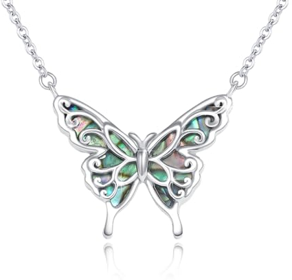 CUOKA MIRACLE Schmetterling Kette 925 Sterling Silber Abalone Anhänger für Damen Mädchen Halskette Schmuck für Kinder