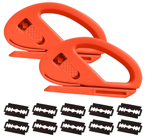 Lot de 2 cutters de papier cadeau avec 10 lames de rechange Wrap Slice - Coupe-papier pour voiture - Outil de découpe de papier (orange)