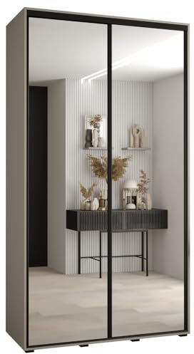 Kleiderschrank mit Spiegel Dakota 2 Garderobenschrank - Schrank Schlafzimmer - Mehrzweckschrank 2 Schiebetüren - Regalen - Flur Möbel - Kleiderstange Schrank - Allzweckschrank - closet - Gaderobe