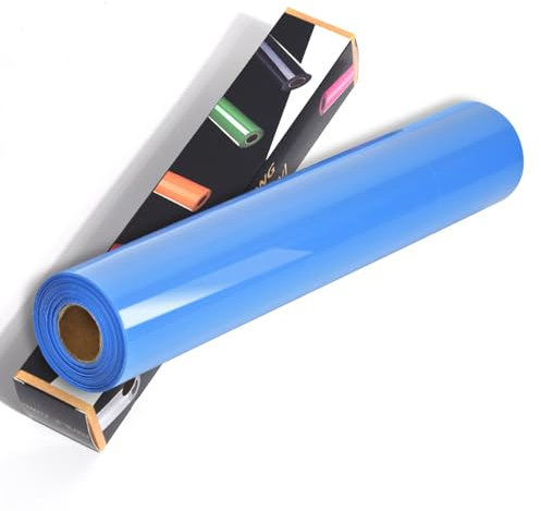 RENLITONG Sky Blue Iron on Vinyl Roll - 12Inch x 25ft Heat Transfer Vinyl for T-Shirt HTV Vinyl Rolls for All Cutter Machine - Easy to Cut & Weed for Heat Transfer Design (Sky Blue, 25ft)