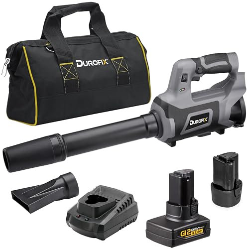 Durofix Compact Cordless Leaf Blower with Variable Speed Trigger | RZ1282 G12 Series - Kit Includes 12V 4.0Ah Battery and Charger, plus Canvas Holdall Bag