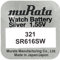 Batteria orologio Murata 321 Ossido d'argento sr616sw 1,55V