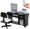 Veesper Doll House Möbel Miniaturschreibtisch, 1/12 Holzpuppen Hausmöbel Simulation Dollhouse Büro Miniatur -Schreibtisch Stuhl mit Miniaturcomputer und Drucker für Puppenhauszubehör