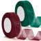 2 Stück Geschenkband Weihnachten 25mm 46m Rot Grün Verpackungsbänder Schleifenband Geschenkverpackung Weihnachtsband Dekoband