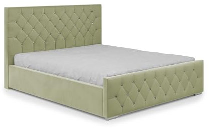 DomiMeble DomoHome- Langlebiges Polsterbett Mona I – Stilvolles Schlafzimmermöbel Mit Großem Bettkasten, Pflegeleichtem Material Und Modernem Design 140x200 cm, Farbe: Seledyn