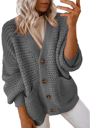 Lolvmvchi The Day Of Deals Of Women'S Fall Sweater Women'S 2024 Fashion Casual Open Front Long Sleeve Chunky Knits Sweaters Outerwear Coats (Grey, L) Womens Open Front Chunky Swea