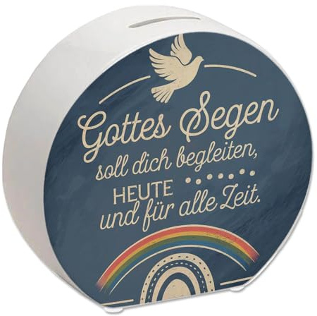 Taube und Regenbogen Gottes Segen Spardose Inspirierendes Design in klassischer Schreibschrift Symbol des Heiligen Geistes