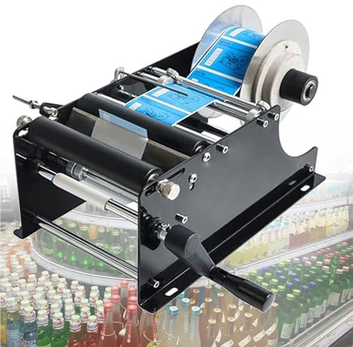 Manueller Flaschenetikettierer für runde Flaschen mit Einstellbarer Größe, Aufkleber-Etikettendrucker, Verpackungsmaschine für Dosen, Kunststoff, Glas