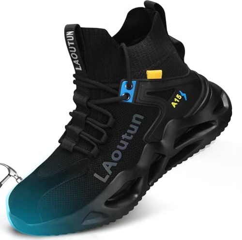 LAoutun Safety Trainers Lightweight Steel Toe Cap Trainers Mens Work Shoes