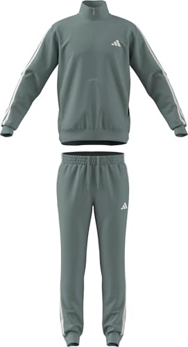 adidas Men's SPORTSWEAR BASIC 3 STRIPES TRICOT TRACKSUIT, Wonder Sage, XXL
