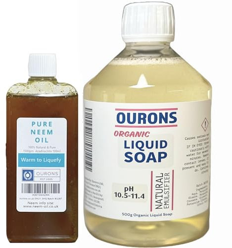 Neem Oil & Horticultural Liquid Soap Set - Natural Emulsifier for Plant Protection, Pet Care & Skin Health, Eco-Friendly