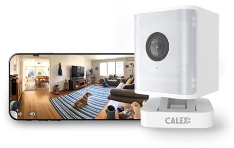 Calex Smart Indoor-Cube-Kamera, 4MP, Spotlight, Bewegungserkennung, Weiß | Nachtsicht bis 10m und Zwei-Wege-Audio - Livebilder ansehen und über die Smart App kommunizieren