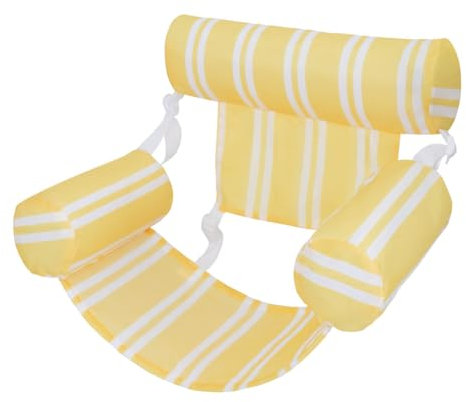 Flamingueo Wasserhängematte, Schwebender Sitz, Kopfstütze und Armlehne, PVC und Polyester, Gestreiftes Design, 80 x 90 x 15 cm