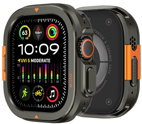Bisikor 2 in 1 Metal Case Compatible with Apple Watch Ultra 2/Ultra 49mm Case, Rugged Protective Metal Bumper with Back Cover for iWatch 49mm, Graphite