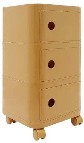 DOPBENT Rollcontainer, Rollcontainer mit 3 Schubladen, Aktenschrank unter Schreibtisch, Büroschrank mit Rollen, für Büro und Zuhause (Ingwergelb)