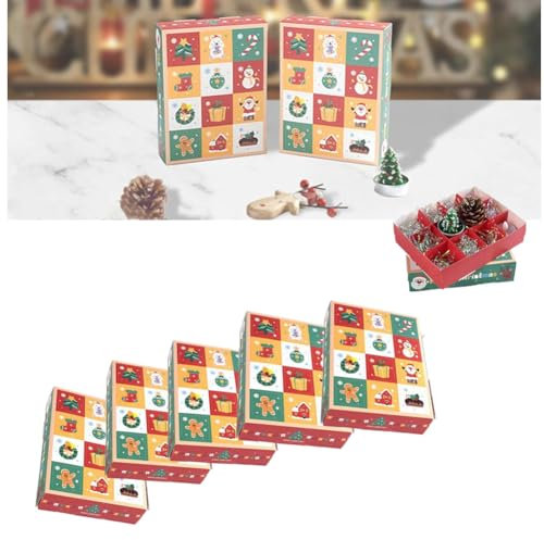 5Pcs Adventskalender Boxen Leere Weihnachten Countdown Boxen DIY Überraschung Papierboxen mit 12 Fächern Weihnachten Leere Adventskalender für Süßigkeiten Schmuck Kleine Spielzeuge Urlaub Leckerli