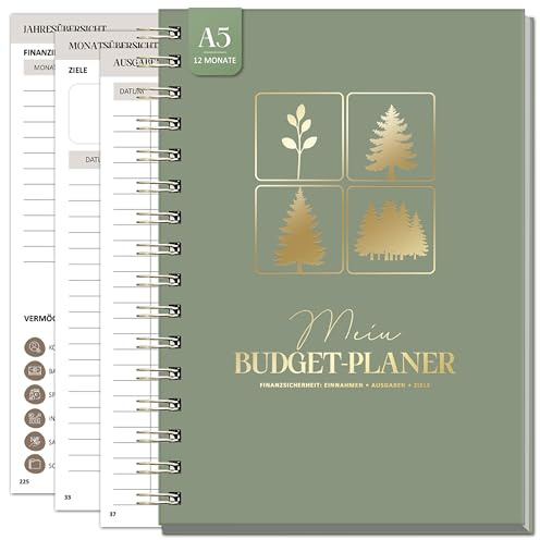 12 Monate Budget Planner Deutsch - Undatierter Haushaltsbuch 2026 mit 60 Wochen Einnahmen-Ausgaben Tracker, Achtsamkeit, Reflexion - Finanzplaner - Budgetplaner zur Kontrolle Geldes - Ausgabenbuch
