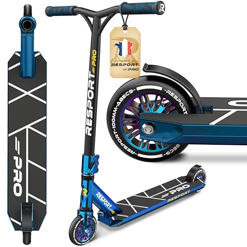 RE:SPORT® Stunt Scooter Roller REVO PRO für Kinder & Erwachsene mit Ständer | Profi Stuntroller 110mm PU Wheels & Y-Bar | Stuntscooter Kickscooter ABEC 9 Kugellager | Tretroller Trickroller Cityroller
