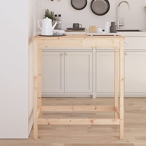 Foknhdi Esstisch 100x50x110 cm Massivholz Kiefer Bartisch mit rustikaler Optik, Stabile Tischplatte, Modernes Design für Küche, Esszimmer, Wohnzimmer