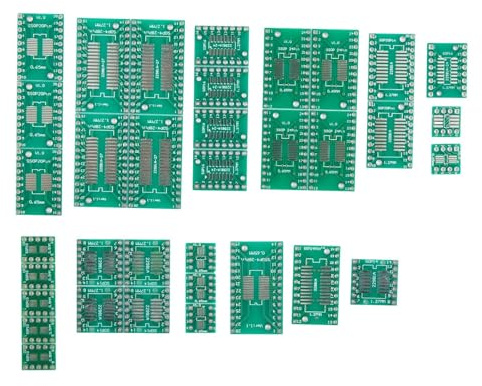 Getdoublerich 35-teiliges PCB-Adapter-Set für SMD zu DIP, grün, für SOP MSOP SSOP TSSOP SOT23 8-28 Pin, Kunststoff & Metall Konverter-Set