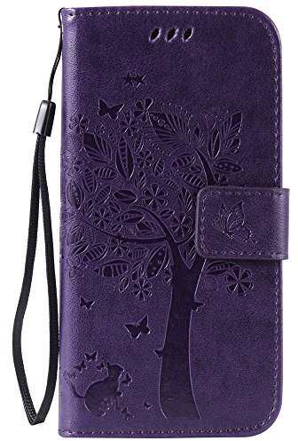 Nancen Compatible with Handyhülle Galaxy S6 / G9200 Flip Schutzhülle Zubehör Lederhülle mit Silikon Back Cover PU Leder Handytasche