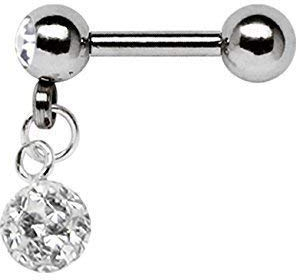 Modern Nature Piercing-Schmuck Ohrpiercing Helix, Tragus, Kette mit Epoxykugel, 1,2 x 6 mm Stab mit 3 mm Kugeln, in klar