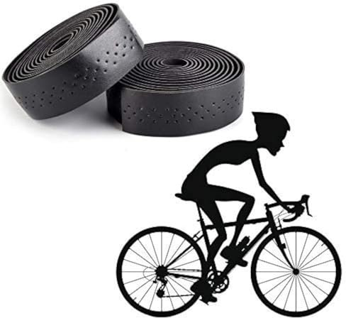 Xrten 2 Rollen Rennrad Lenkerband, Lenker Band PU Leder Fahrrad Lenkerband Endkappen Mountainbike Lenkerband(Schwarz)
