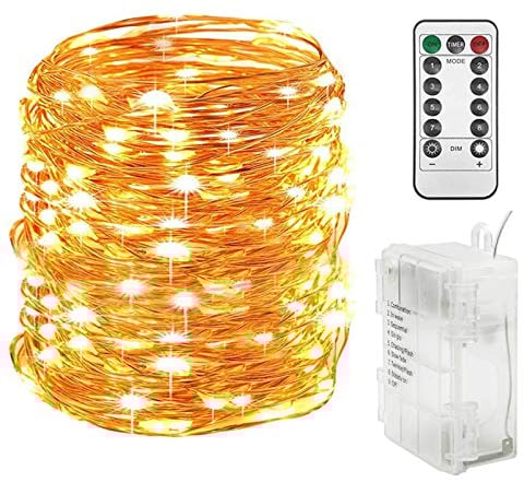 Twinkle Star Battery Fairy Lights, 100ft/30m 300 LED Dimmable Copper Wire Christmas String With Remote/Timer/8 Modes, Indoor Outdoor Waterproof for Bedroom Xmas Tree Decorations