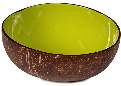 Ondis24 Kokosnuss Schale Designer Schüssel Unikat 100% Natur lebensmittelecht (Limette)