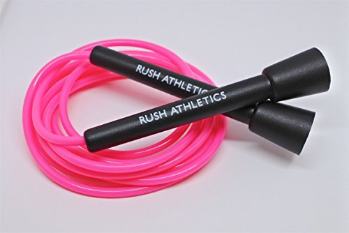 RUSH ATHLETICS SPEED ROPE NEON PINK - Skipping Rope, Best for Boxing MMA Cardio Fitness Training - Speed - Adjustable 11ft JUMP ROPE Sold by RUSH ATHLETICS