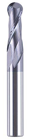 SpeTool 14412 Fraise à boule en carbure de tungstène CNC Fraise à double flûte Outil de fraisage en spirale 3/8 avec 7,6 cm OVL