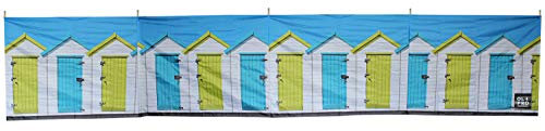 OLPRO Wooden Pole Windbreak – Heavy Duty Patterned Wind Break for Camping, Beach, Garden & Caravan Use – 5 Pole Windbreaker with Strong Privacy Screen for Outdoor Shelter & Protection