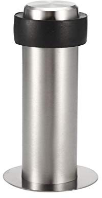 sourcing map Door Stopper Cylindrical Floor Mount Stop Brushed Stainless Steel 100mm Height 2pcs