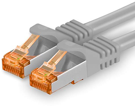1aTTack.de 7,5 m - Câble réseau Cat.7 gris - 1 pièce Câble LAN Gigabit Ethernet Câble patch 10000 Mbits Câble Cat7 Câble S FTP PIMF blindage LSZH Câble brut Cat.7 Prise Rj45 Cat 6a - 1 x 7,5 mètres