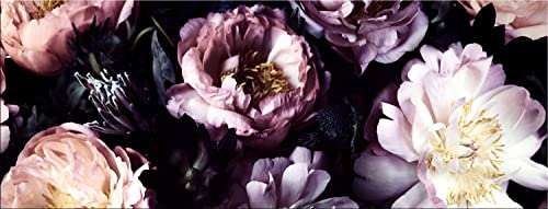 artissimo, Glasbild, 80x30cm, AG4767A, Blumen vintage rosa schwarz, Bild aus Glas, moderne Wanddekoration aus Glas, Wandbild Wohnzimmer modern, dunkel violett