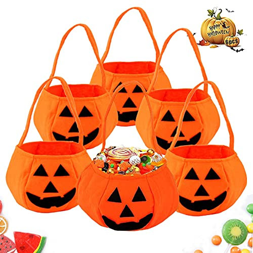 Sacchetto di Caramelle di Halloween, 6 Pezzi Halloween Zucca Borsa Dolcetto o Scherzetto Sacchetti, Caramelle Borsa per Zucca Halloween Banchetti Festa Bambini di Halloween (6)