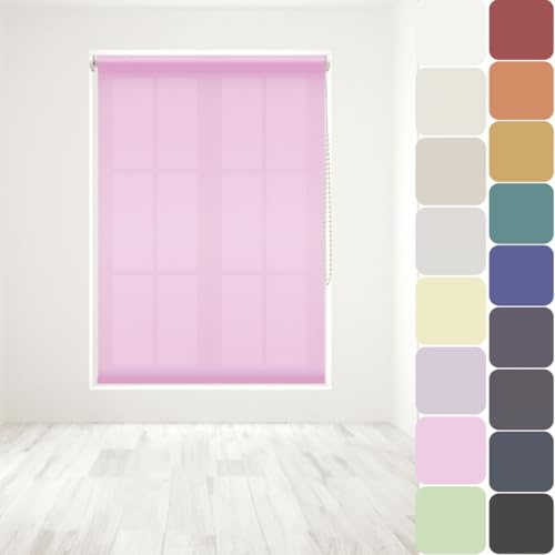 Straight Edge Dim-Out Roller Blind - Easy Fit Home Office - 240cm Width x 160cm Width Drop - Pink