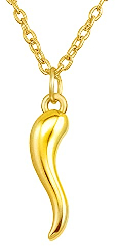 Amaxer Italienischer Horn Anhänger Halskette Cornicello Glücksbringer Halskette für Männer Frauen (Gold)