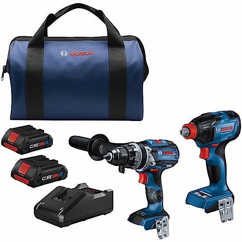 BOSCH GXL18V-227B25 Kit combinado de 2 herramientas de 18 V con conectado-Ready Freak dos en uno 1/4 pulgadas y 1/2 pulgadas. Destornillador de impacto, listo para conectar 1/2 pulgada.