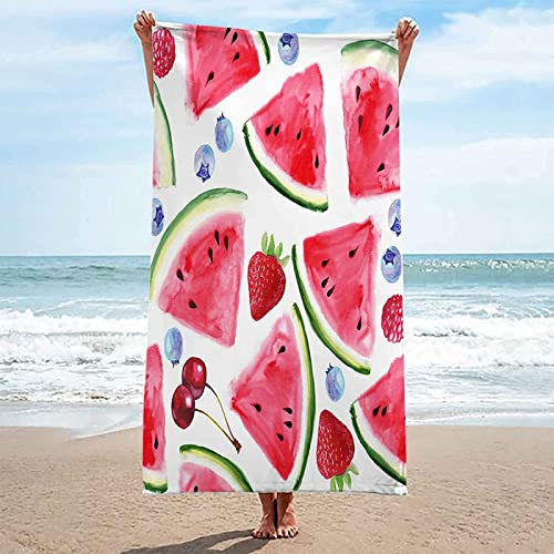 Strandtuch Obst, Mikrofaser Strandtuch Wassermelone Handtuch Groß 100x200 cm Badetuch Strandhandtuch Schnell Trocknendes Sandfreies Weiches Saunatuch, reisehandtuch, Badehandtuch