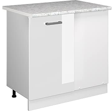 Vicco Armario de Esquina R-Line, Blanco Alto Brillo/Blanco, 86 cm, ET Mármol