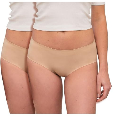 LIGNE V - Lot de 2 Culottes Menstruelles Invisibles sans Couture - Protection Lavable & Ecologique – Flux léger à Abondant - Absorbantes & Anti Fuite - Adolescente & Femmes Grandes Tailles/Peau S