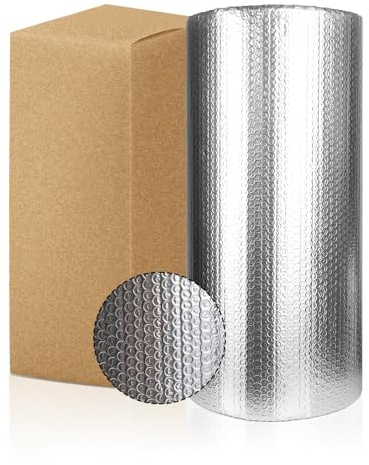 Dripex Aluminisierte Isolierfolie Dämmfolie Doppelte Alu-Luftpolsterfolie Dachisolierung 4-5mm Isolierungsfolie Wärmehaltung (1.0x20m - 20㎡)