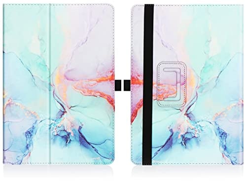 HGWALP Universal Hülle für 9-11 Zoll Tablet,Folio Hülle Schutzhülle für 9,9.7,10, 10.1, 10.5, 11.1 Zoll Touchscreen Tablet, Mit Handschlaufe und Stand Funktion-Marble Blue