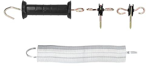 RvSky Garden Kit Elektrozaun Tor Kit PP Eisen 5 Meter Tier Federtür Zubehör mit Griff Isolierter Nagel für Vieh