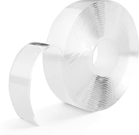 SANKEMU Nastro biadesivo resistente per pareti, nastro adesivo rimovibile, forte nastro adesivo per moquette, nastro per poster, nastro biadesivo transpartent (4,5 cm x 5,6 m)