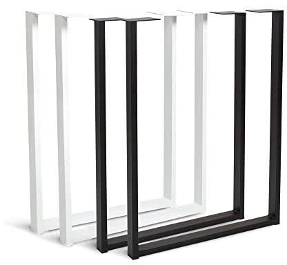 Rikmani Gestell Metallfüße 2 Stück SR47 Schwarz Tischbeine Metall für Esstisch, Schreibtisch, Couchtisch, Bank einfache Montage Stahl Tischgestell mit Schrauben & Bodenschoner